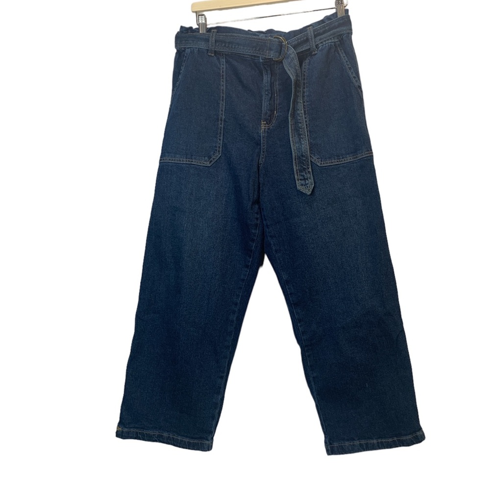 Time and Tru Women's Paperbag Belted Denim Jeans Size 12 - Picture 2 of 15